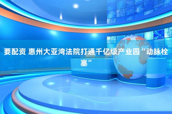 要配资 惠州大亚湾法院打通千亿级产业园“动脉栓塞”