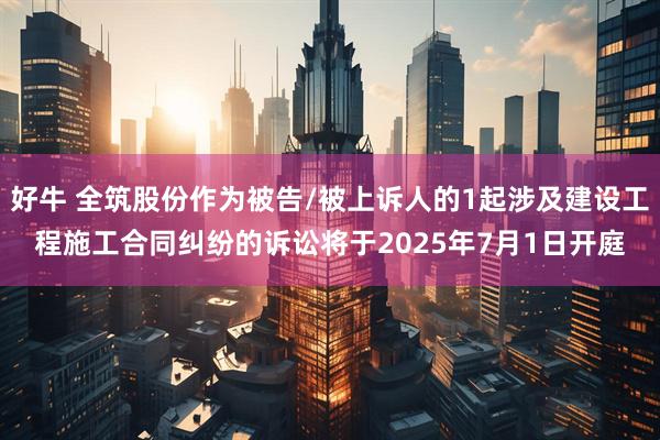 好牛 全筑股份作为被告/被上诉人的1起涉及建设工程施工合同纠纷的诉讼将于2025年7月1日开庭